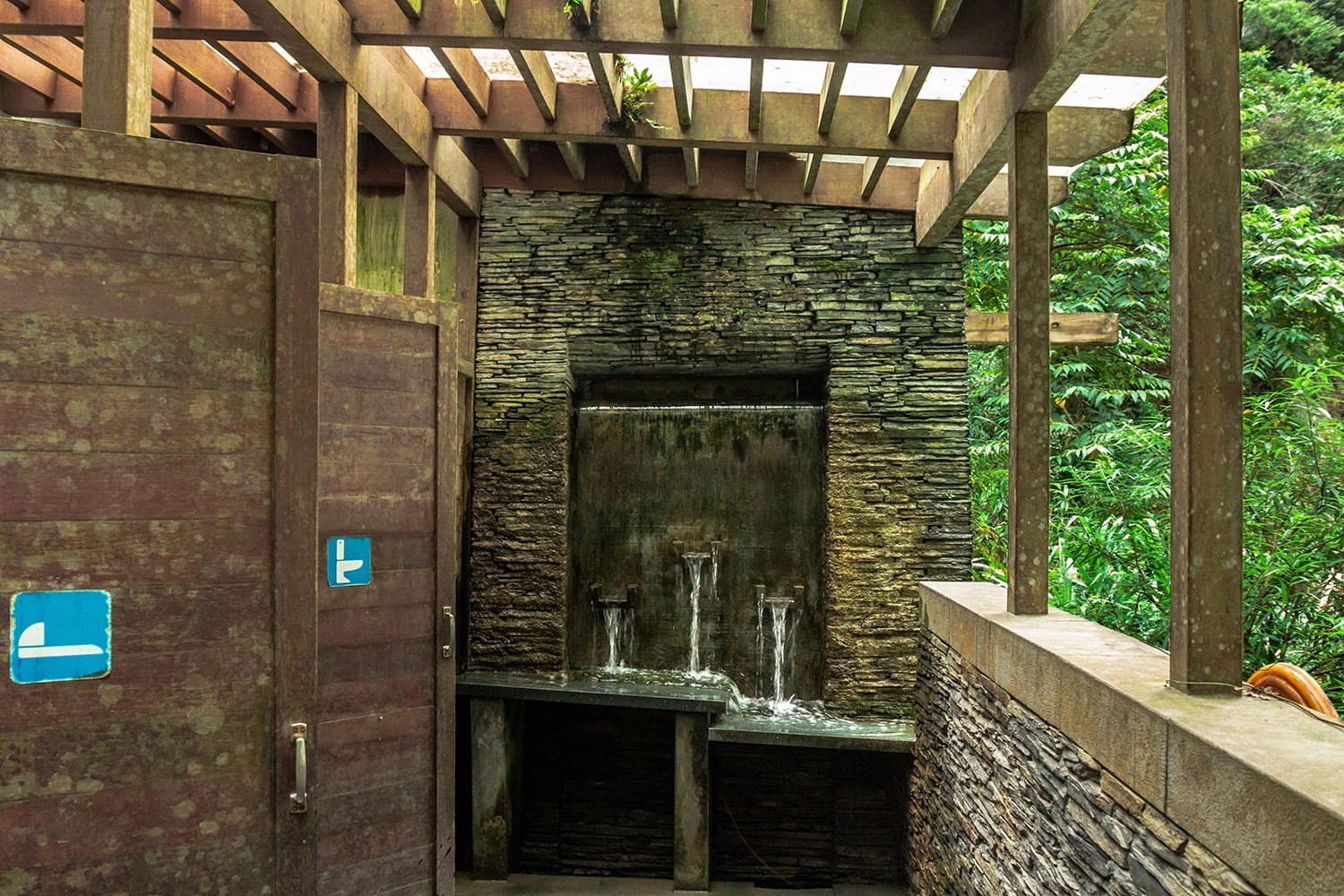 This washroom taps its water from a waterfall in Baiyang Trail in Taroko National Park, Taiwan