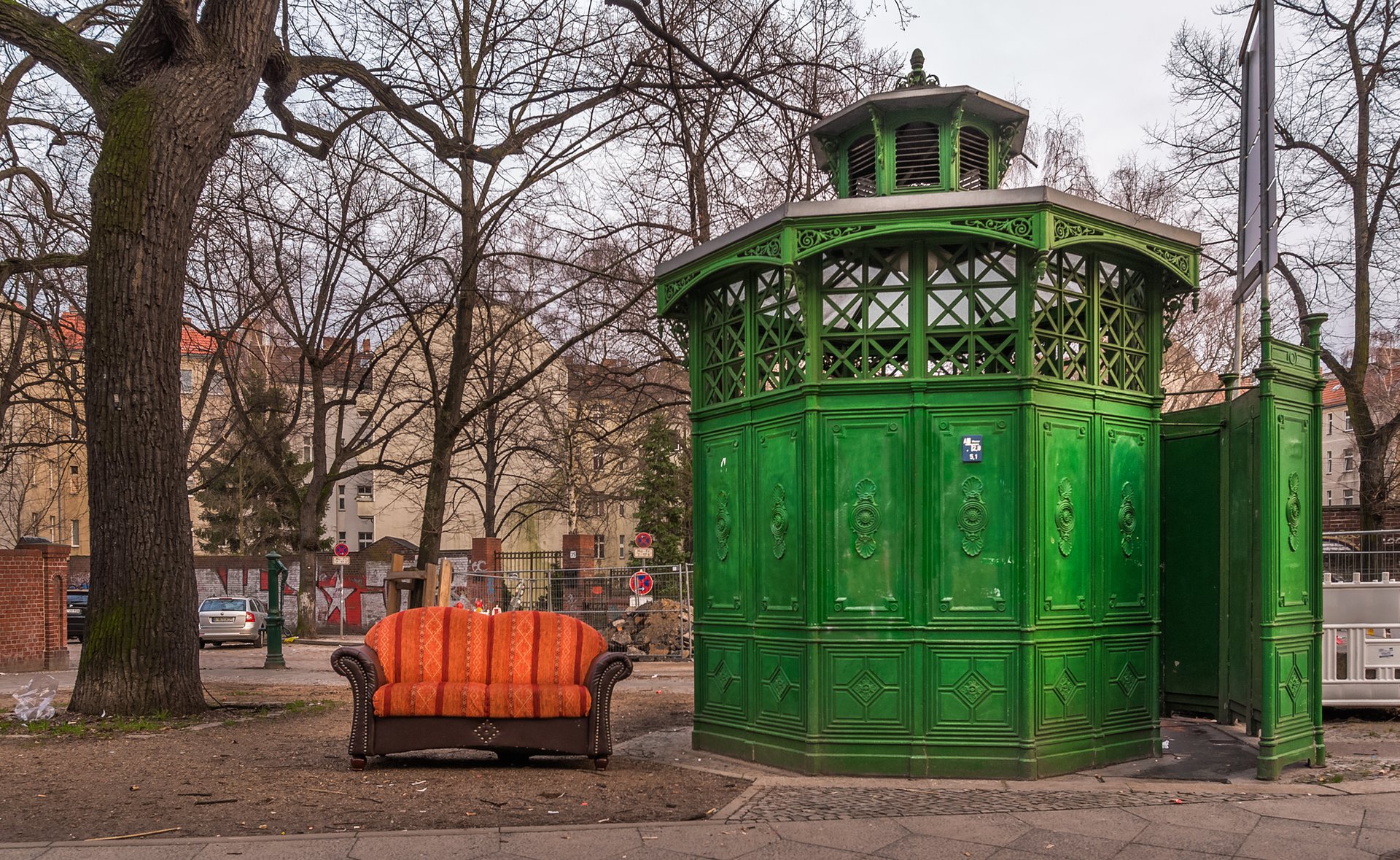 Public urinals in Berlin erected in the late 19th century. Only a few of these survived after the war and redevelopment works 