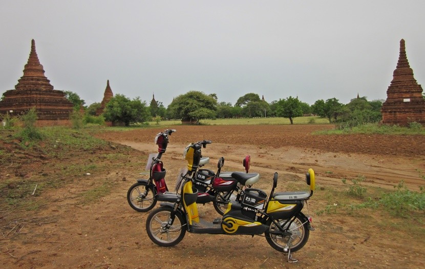 E-bikes are the best way to explore the temples of Bagan.