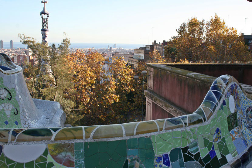 View from the top of the hill in Park Güell.