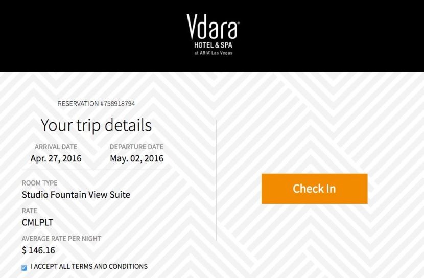 Vdara offers online check-in.