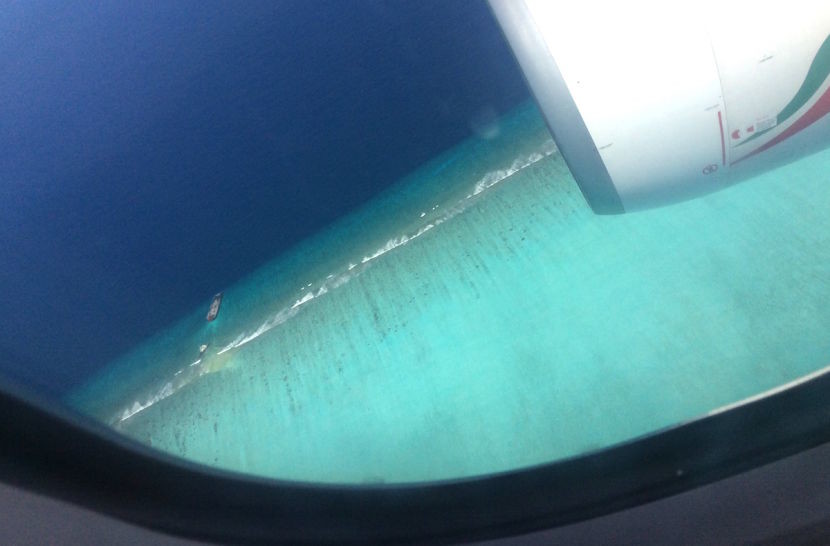 Just before landing in Malé.