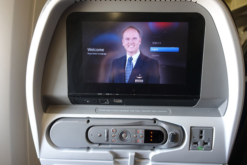 The in-flight entertainment system.