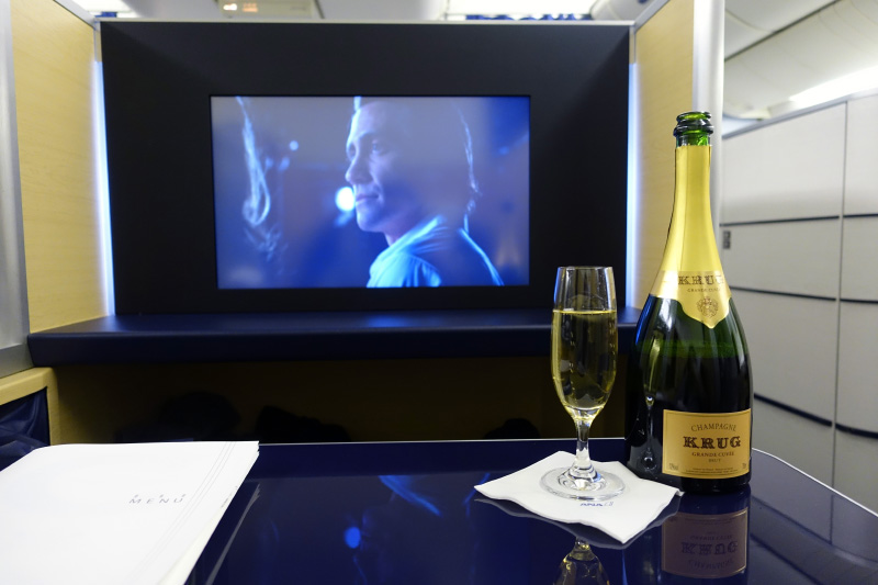 Krug Champagne in ANA first class.