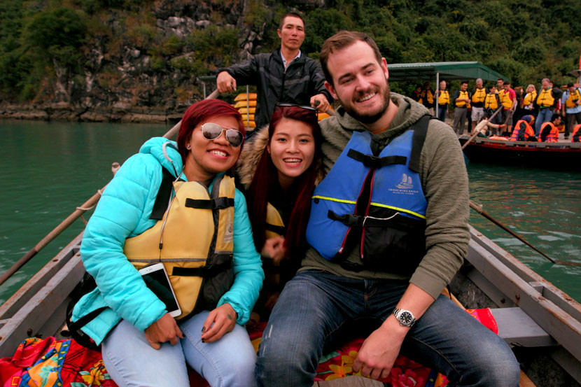 I loved chatting with new friends as we explored the islands of Ha Long Bay.