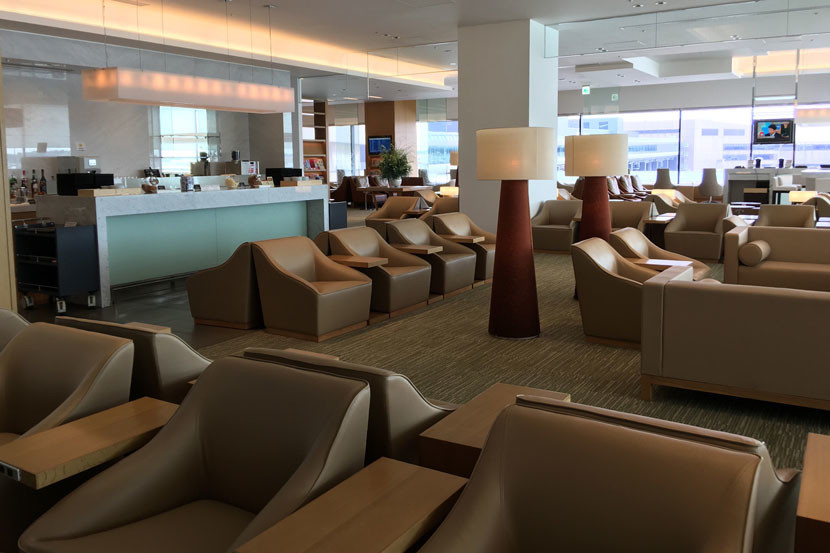 The downstairs section of the Sakura lounge contains the bar area.