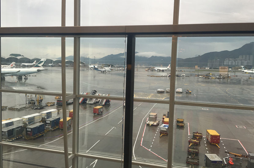 The view from my seat at the Plaza Premium Lounge at HKG.