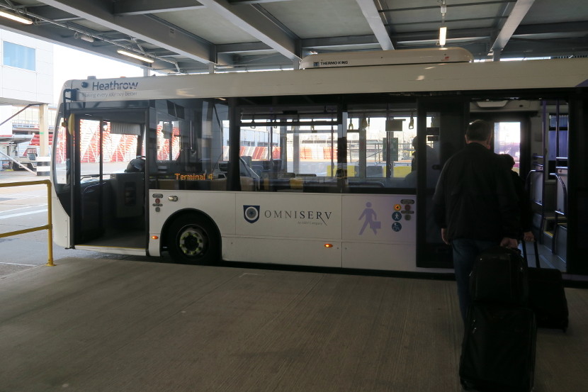 The bus from LHR Terminal 3 to Terminal 4 only took about seven minutes.