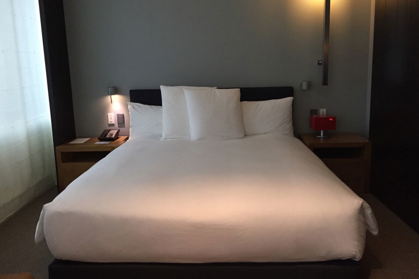 Our cozy bed at the Andaz 5th Avenue.