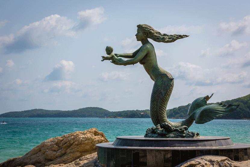 The famous Mermaid statue in Koh Samet, Thailand.