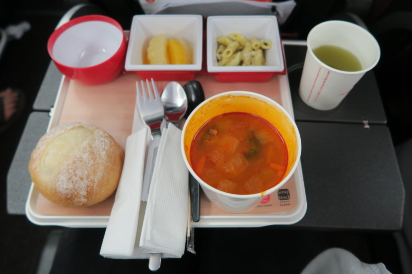 The pre-landing meal — soup from Tokyo chain "Soup Stock Tokyo" — was a unique yet interesting meal.