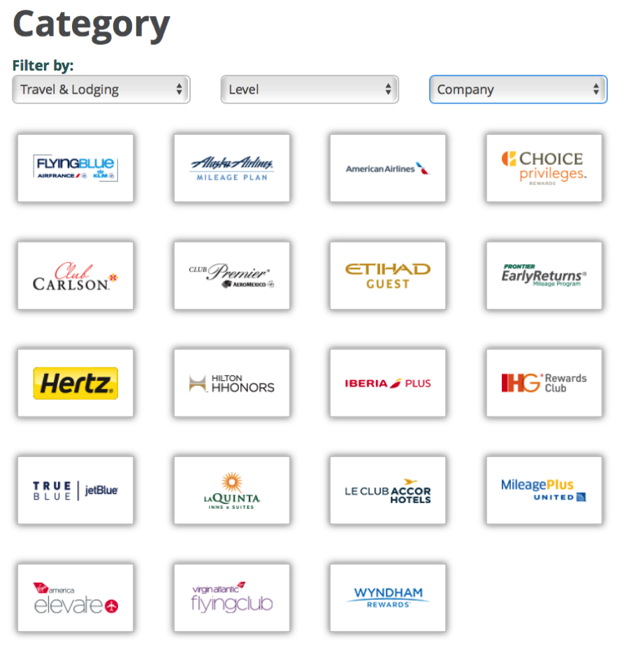 image s of companies that you can transfer e-rewards points to while traveling hacking