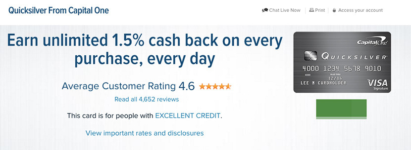 The Quicksilver Cash Rewards Card is a solid cash-back option.