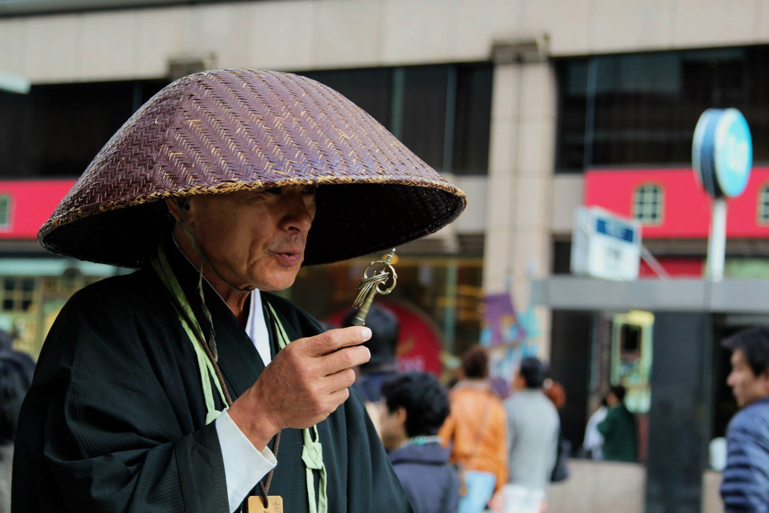 Zen Buddhist monk on the streets of Ginza, Tokyo