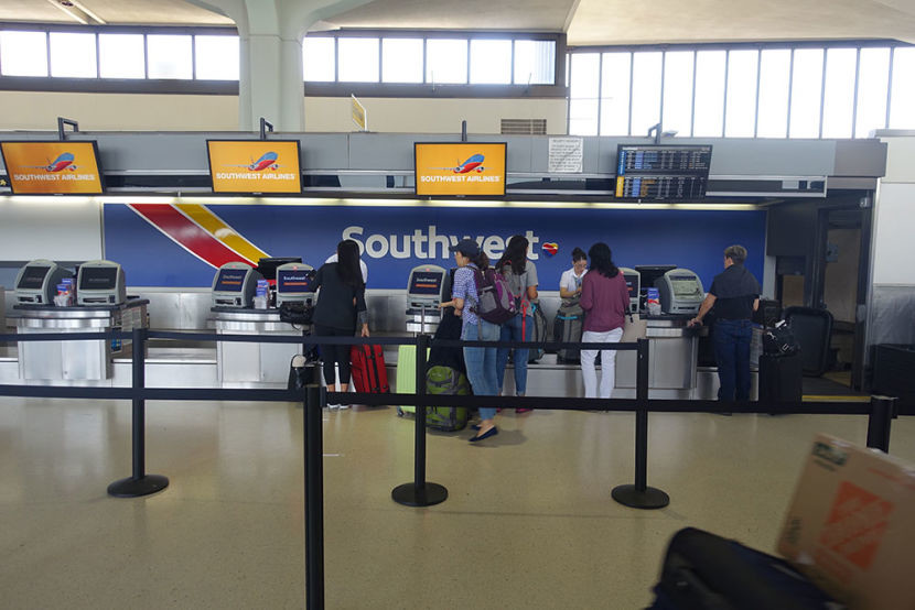 Southwest's small and crowd-free check-in area at EWR.