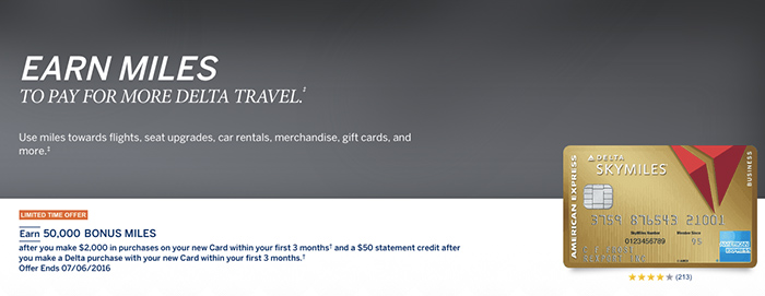 The Gold Delta SkyMiles Business Credit Card is currently offering a 50,000-mile sign-up bonus.
