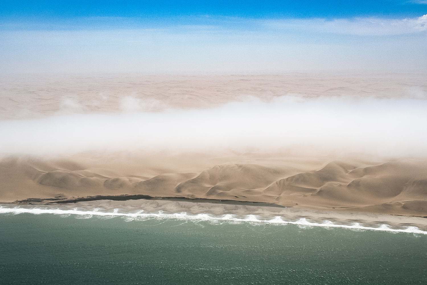 An aerial view of the Skeleton Coast