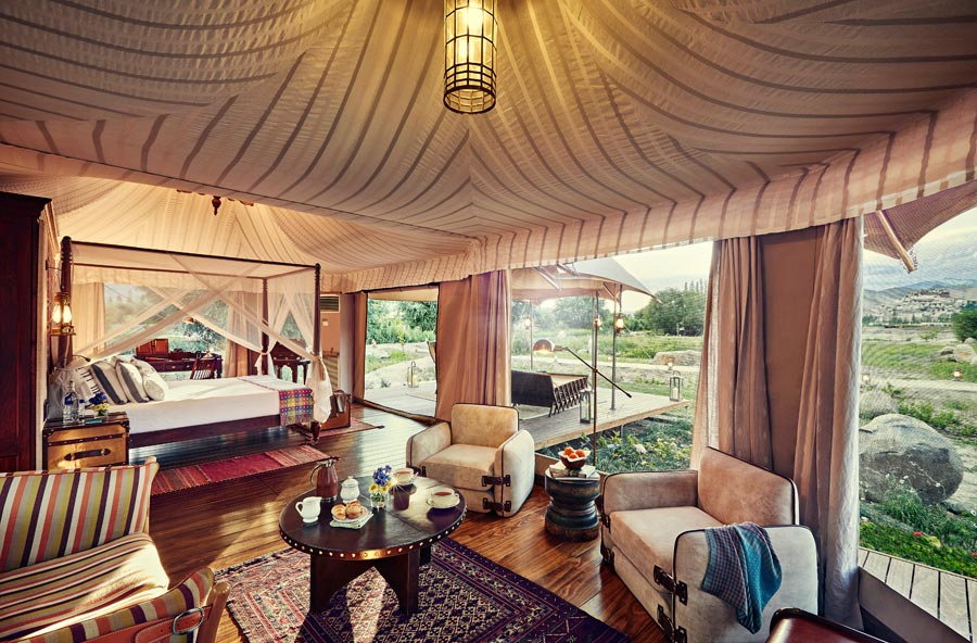 The Presidential Suite tent in Thiksey is the height of luxury in the outdoors