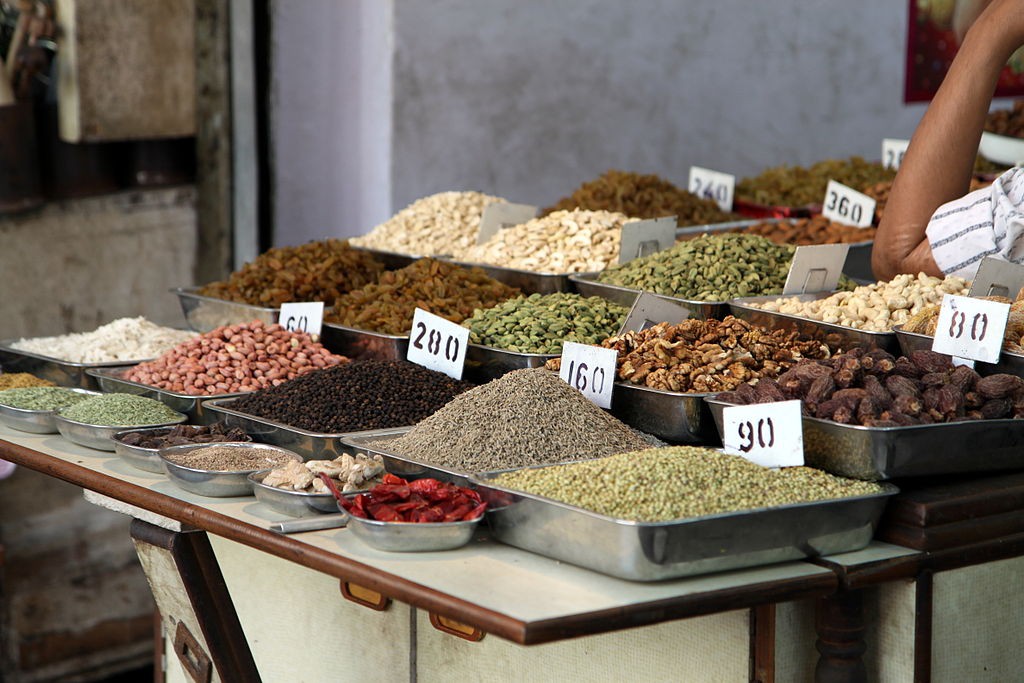 A shop selling spices in Delhi. Pic: Wikimedia Commons