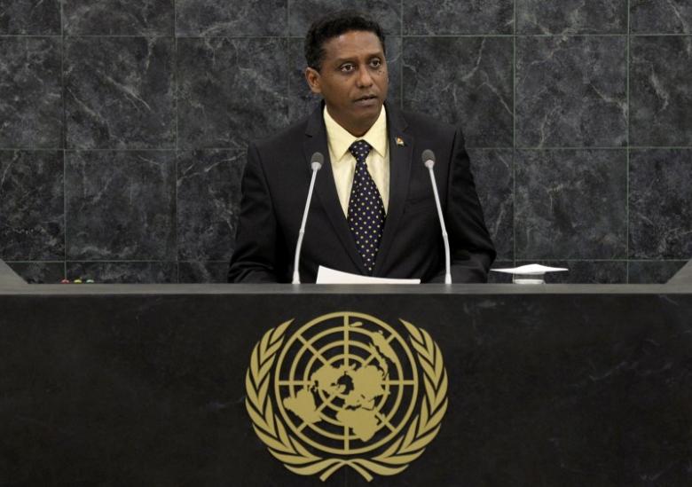 Vice President of Seychelles, Danny Faure addresses the 68th United Nations General Assembly at U.N. headquarters in New York, September 27, 2013.            REUTERS/Andrew Burton/Pool