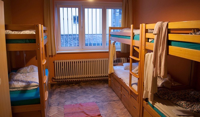 a hostel dorm room