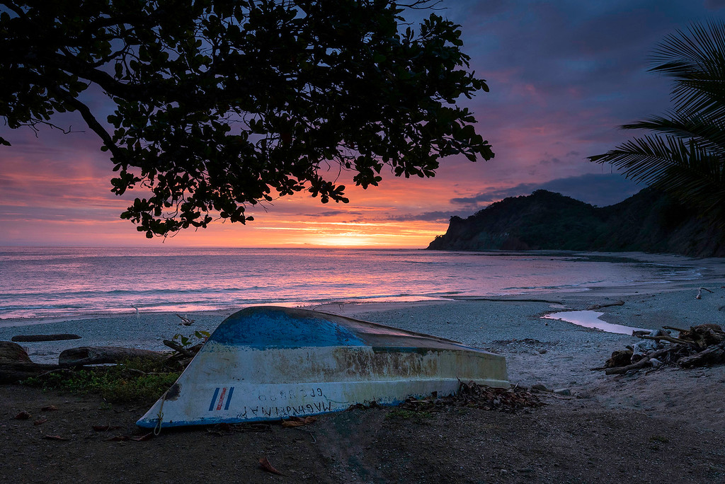 Costa Rica beach sunset.