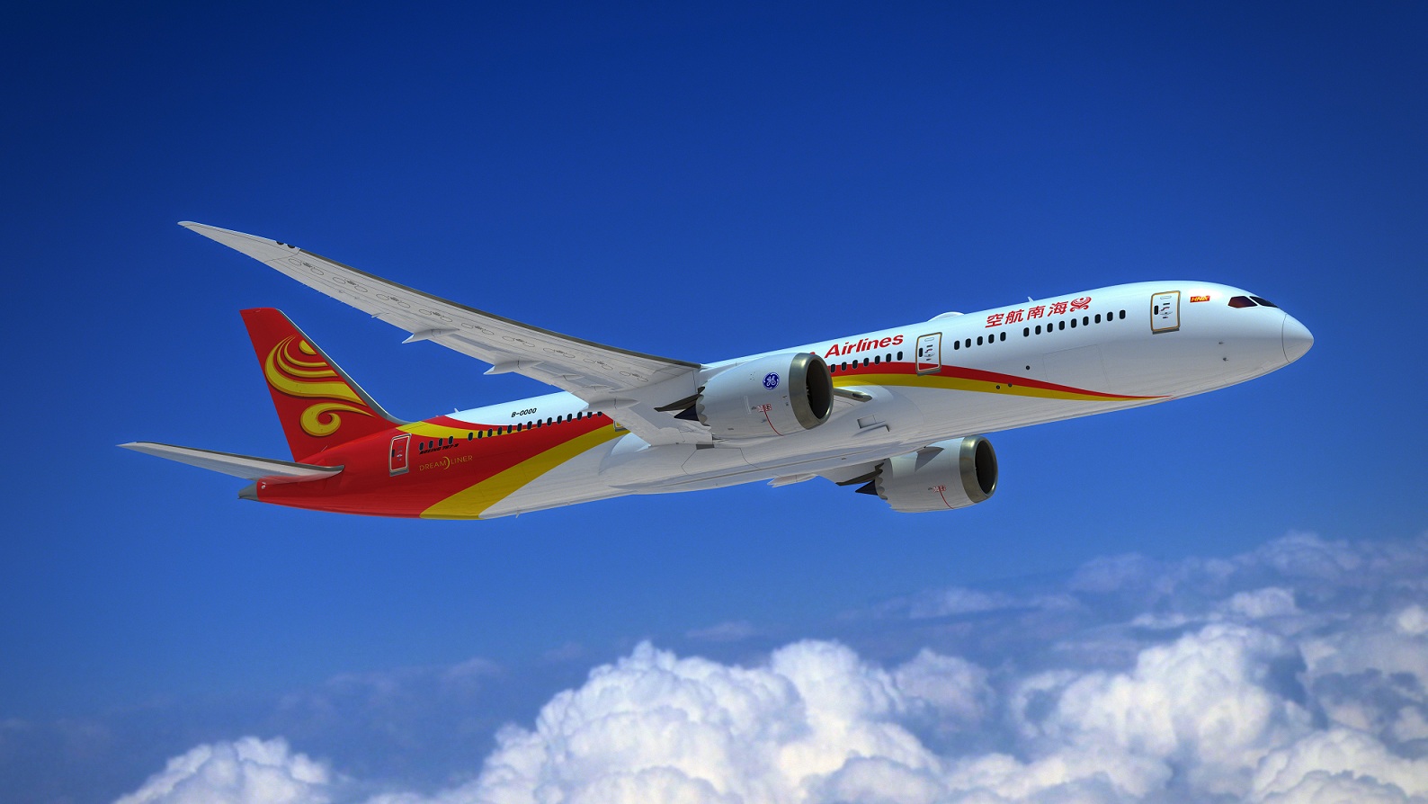 787-9; Hainan Airlines; Hainan Airlines Celebrate Delivery of Airlines’ First 787-9 Dreamliner; GE Engines; View from Bottom Left; K66552