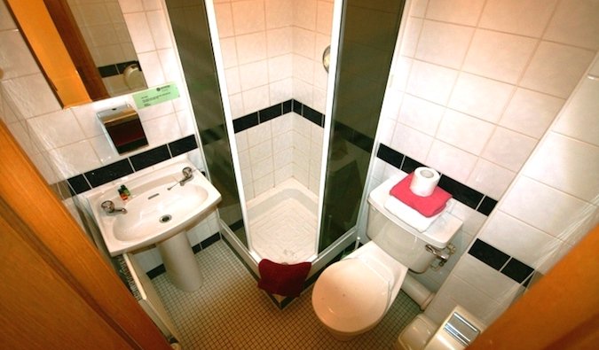 A hostel bathroom