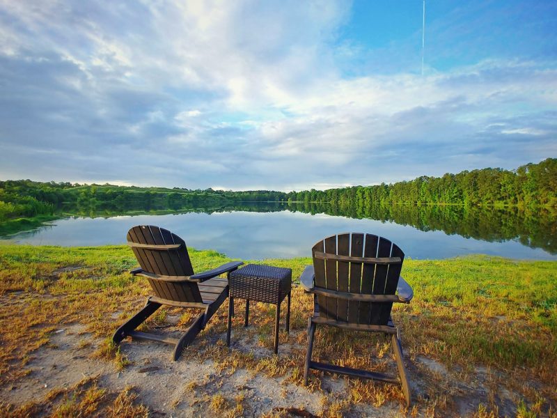 Chairs by the Lake at CreekFire Motor Ranch (near Savannah, GA)